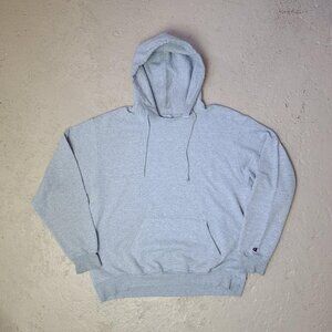 'Champion' eco-blend grey distressed hoodie pullover sweatshirt men's L